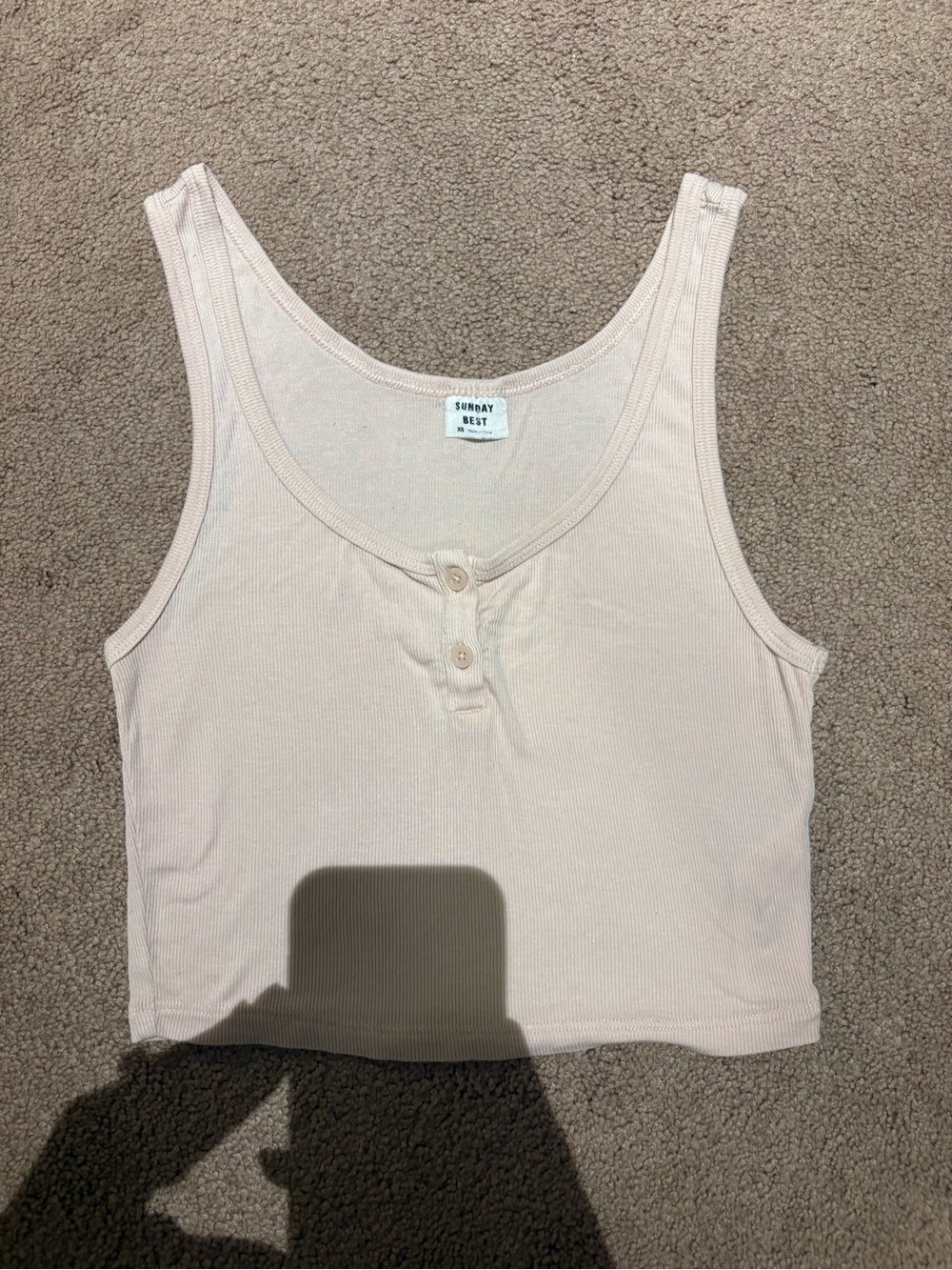 Sunday Best Women's Pale Pink Ribbed Tank Top size xs
